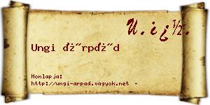 Ungi Árpád névjegykártya